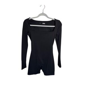 Salty Black Bodysuit Square Neck‎ Long Sleeve Romper Jumpsuit Size S